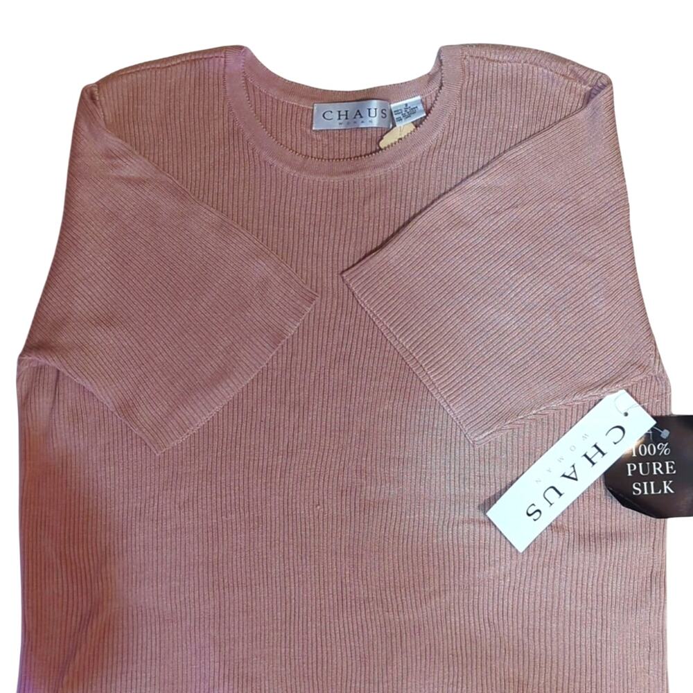 NWT Chaus Size 2 Pink 100% Silk Blouse [0066]